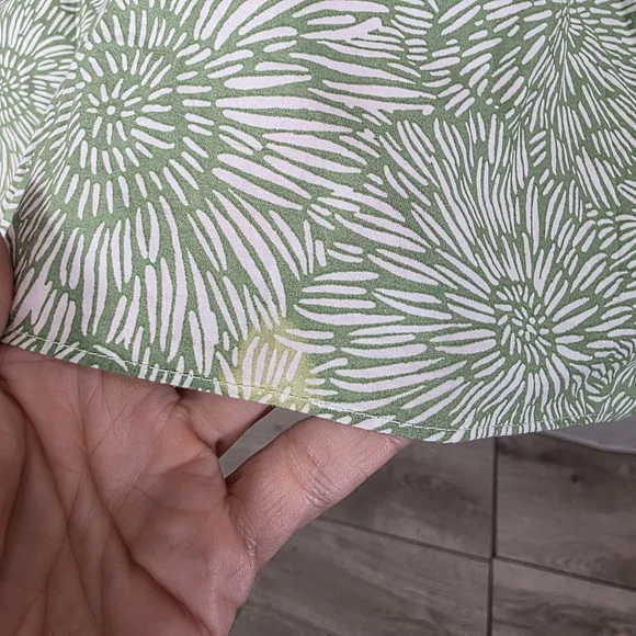 Amanda Uprichard Green & White Floral Belted Mini Shirt Dress - Size L - Picture 8 of 16